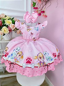 Vestido de Festa Infantil Temático Patrulha Canina Skie