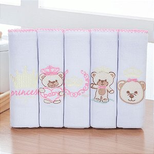 Kit Fralda bordada Aconchego Ursa Princesa