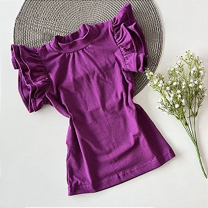 Blusa gola alta manga babadinho Violeta