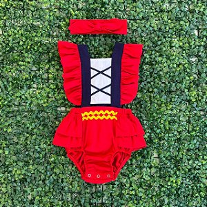 Jardineira Luxo Chapeuzinho Vermelho