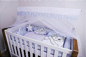 Kit Berço Coleção Digital Rolinho Nuvem Urso Azul