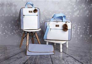 Kit Bolsa Maternidade com mochila Sonho Azul com Marrom