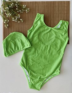 Maiô Infantil com Touca Verde