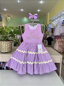 Vestido Infantil Lilás Bordado