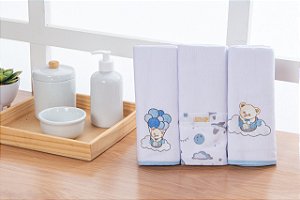 FLANELA BORDADA 3 PEÇAS URSO BALÃO