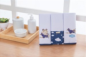FLANELA BORDADA 3PCS ED BABY AVIAOZINHO