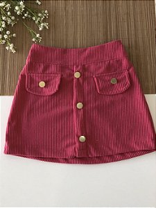 Saia de Veludo com botões Pink