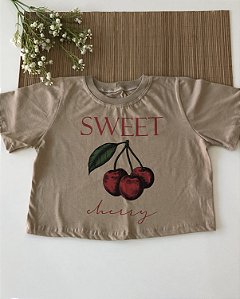 Cropped Cereja Bege