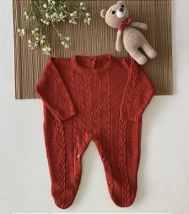 Macacão de Tricô bebê Elaborado Vermelho