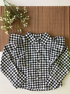 Camisa Xadrez Branca Botão Encapado