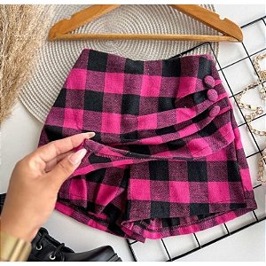 Short Saia Xadrez Pink
