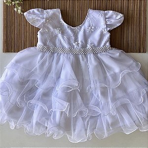 Vestido Branco Batizado Baby Camadas