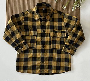 Camisa Xadrez Manga Longa Amarela