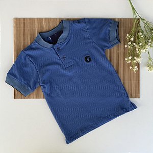 Camiseta Gola Padre Infantil Cotton Royal Listrada