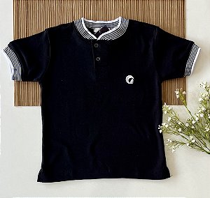Camiseta Gola Padre Suedine Preto