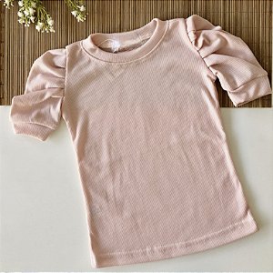 Blusa Manga Princesa Cotelê Rose