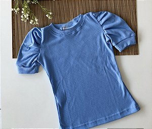 Blusa Manga Princesa Cotelê Azul