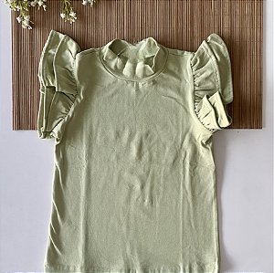 Blusa gola alta manga babadinho Verde