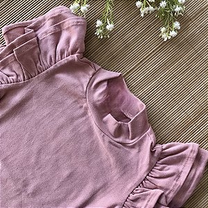 Blusa gola alta manga babadinho Rosa Goiaba