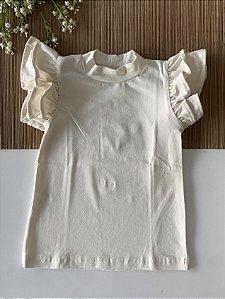 Blusa gola alta manga babadinho Off White