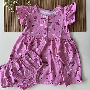 Vestido Baby Rosa Floral Com Calcinha