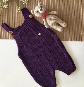 Jardineira de Tricô Trança Roxo