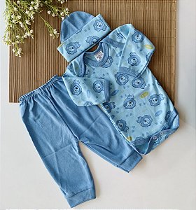 Conjunto Body Calça e Touca RN Safari Azul