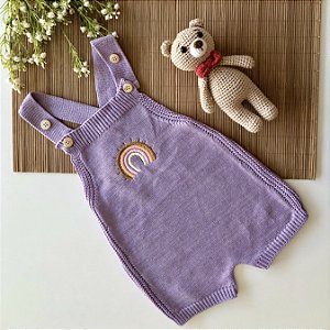 Romper de Tricô Bordado Arco Iris Lilás