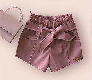Short Couro Fake Rose