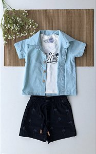 Conjunto Camiseta Bermuda e Camisa Verde DIVERTTO