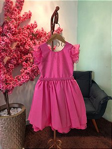 Vestido Infantil de Festa Rosa Pink Tule