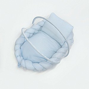Ninho Trança Redutor com Mosquiteiro e Travesseiro Azul