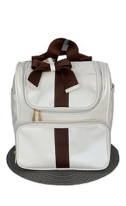 Mochila Luxo Bege Pingente Marrom