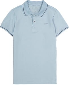 Polo Infantil Casual Slim Pique Azul Bebê Ogochi