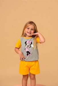 Pijama Curto Infantil Minnie Cinza