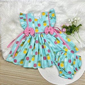 Vestido Lacinho Abacaxi Tiffany com calcinha