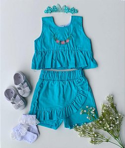 Conjunto Julia Bordado Azul