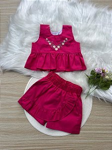 Conjunto Julia Bordado Pink