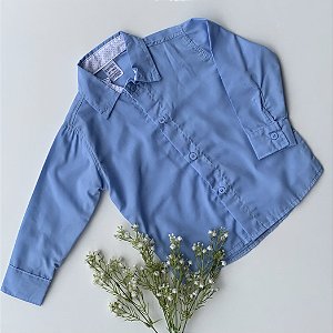 Camisa Social Manga Longa Azul Bebê