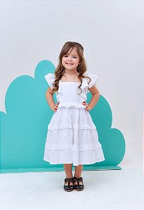 Vestido Infantil Branco Marias Babados