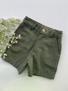 Bermuda de Linho Verde Militar