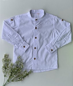 Camisa Gola Padre Manga Longa Branca