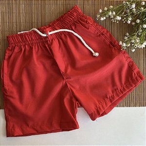 Short Infantil Masculino Tactel Elastano Liso Vermelho