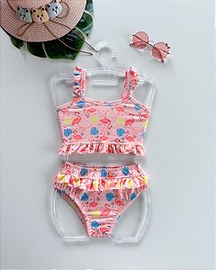 Biquini Infantil Flamingo Coral