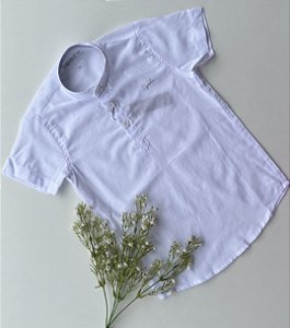 Bata Infantil Casual Branca Gola Polo Tradicional Ogochi
