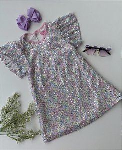 Vestido Natural Colorido Lantejoulas Cinti