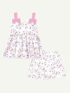 Conjunto Blusa e Short Off Rosa Ursinhos Cinti
