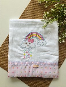 Toalha Fralda Bordada Arco Iris