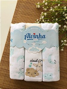 Kit Manta Cueiro Neutro Nuvem Tiffany