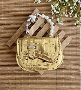 Bolsa Blogueirinha Alça Chaveiro Dourada